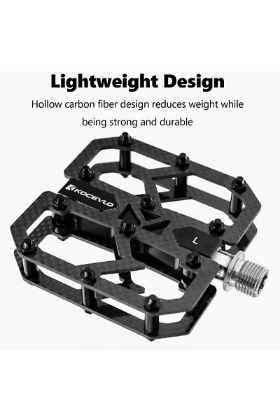 kocevlo Black KOCEVLO Carbon Fiber Pedal Ultralight 195g MTB Titanium Shaft 3 Bearings Road Bike Pedal Anti