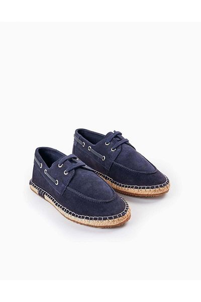 Ziddy Leather Moccasin Shoes for Boys, Dark Blue