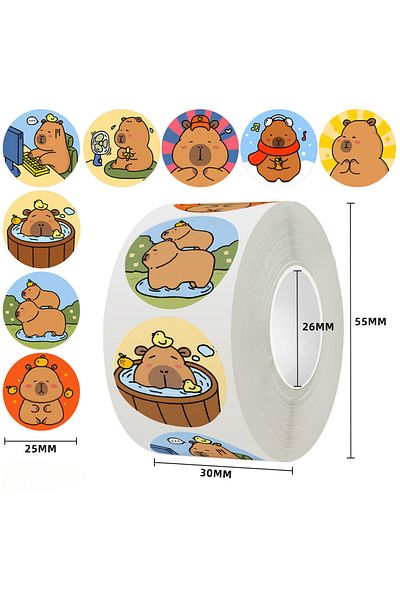 Choice 500pcs 500pcs/roll Cute Capybara Stickers Waterproof Graffiti Aesthetic Luggage Decorative Laptop Ph