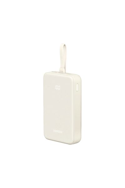 Ugreen Power Bank with Built-in Cable - 20000 mAh - White