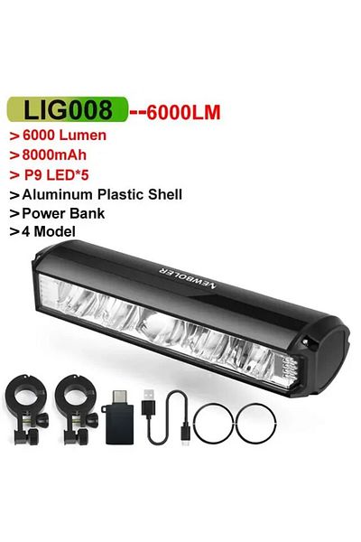 Choice 8000mah Newboler Bicycle Light Front 8000mah Bike Light Waterproof Flashlight 6000lumen Usb Charging