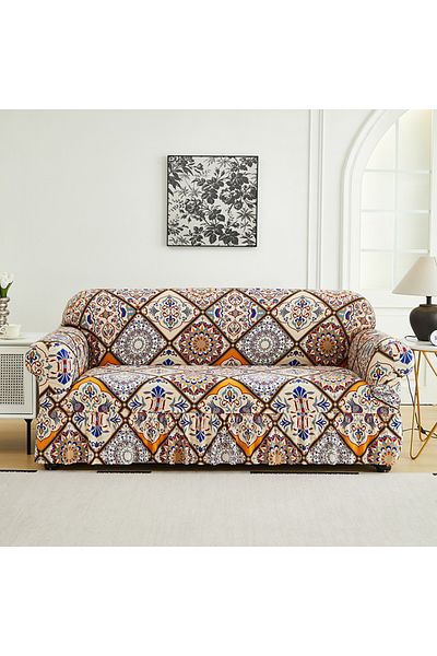 Choice 2 Seaters Color 5 1 PC Prints Sofa Cover with Skirt Full Coverage Elastic Sofa Cover decorate the So