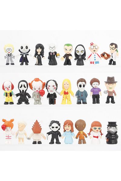 Choice 24pcs 24pcs/set Horror Movie Characters V For Vendetta Chucky Freddy Jason Scary Saw Pvc Action Figu