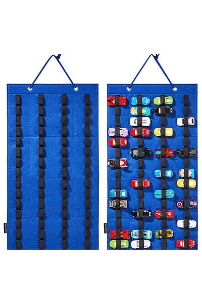 Choice Blue Hanging Organizer For Hot Wheels Wall Mount Display Case Large Capacity Storage Box Bags Hold U