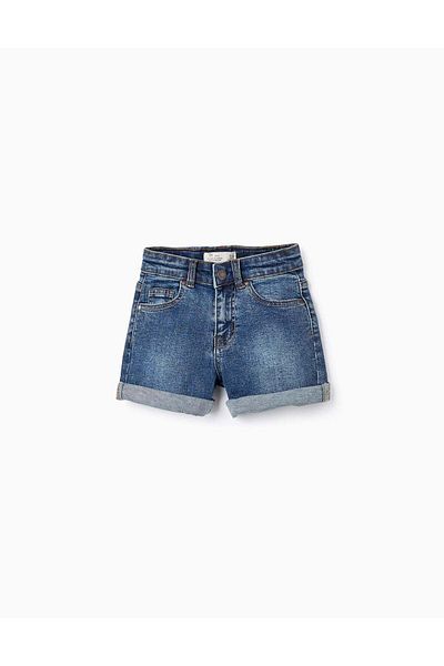 Ziddy Denim Shorts in Cotton for Girls, Blue