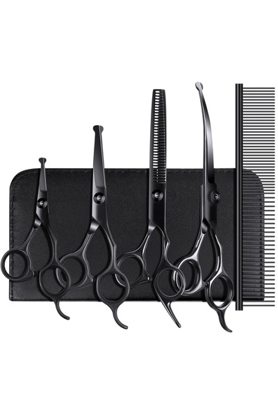Choice1 BlackRound Stainless Steel Pet Grooming Scissors Set for Right Hand U...