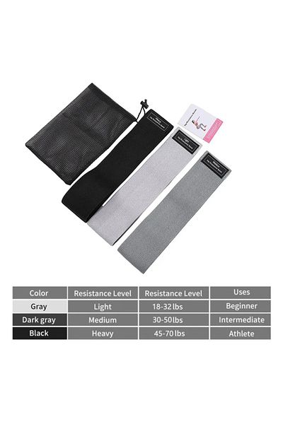 Choice 3 Pieces Gray Anti-Slip Resistance Hip Booty Bands Squat Glute Workout Non-slip Trainer Thick Stretc