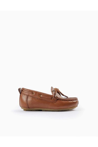Ziddy Leather Lace-Up Moccasin Shoes for Baby Boys, Brown