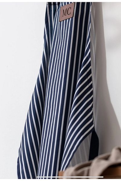 Madame Coco Vernon 100% Cotton Kitchen Apron 65X80 cm – Navy Blue/White |   Wide Pocket and Strap Design