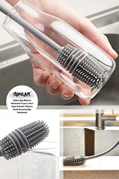 TRİPULAM Silikon Şişe Biberon Temizleme Fırçası | Uzun Saplı & Esnek | Matara...