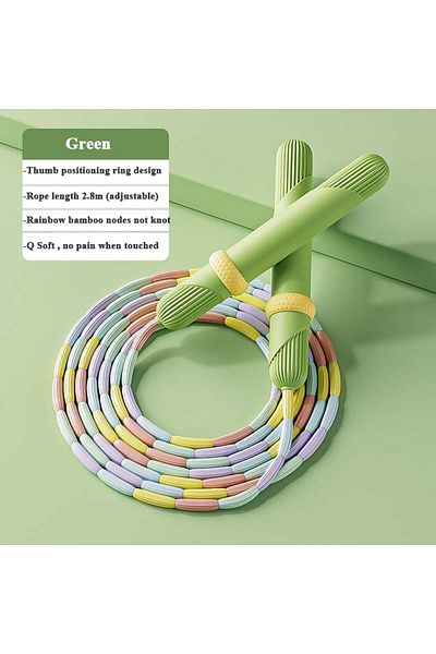 Choice Rainbow Green 2.8m Bamboo Joint Skip Rope Pvc Beginners Adult Children Soft Beaded No Tangle Segment