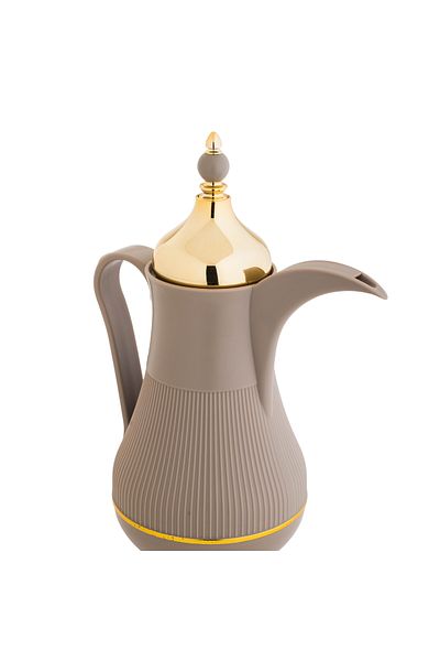 Alaska Alaska Dallah Thermos Set, 2 Pieces, Light Brown with Gold, 1 Liter Capacity