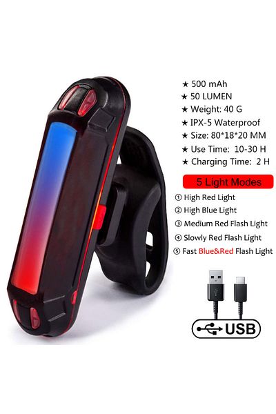 Choice Red Blue Led Bicycle Rear Light Super Bright Usb Charging Bicycle Taillights Mtb Road Bike Safety Wa