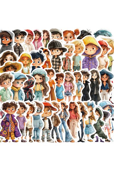 Choice 50pcs 50pcs Cute Color Matching Dress Stickers Phone Case Notebook Skateboard Water Bottle Cartoon S