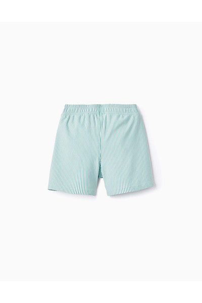 Ziddy Striped Swim Shorts for Boys, Green/White