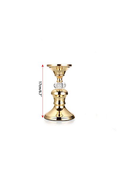 Choice 1Pc S Gold Metal Pillar Candlestick Holders Vintage Pillar Candle Holders Elegant Metal Crystal Pill