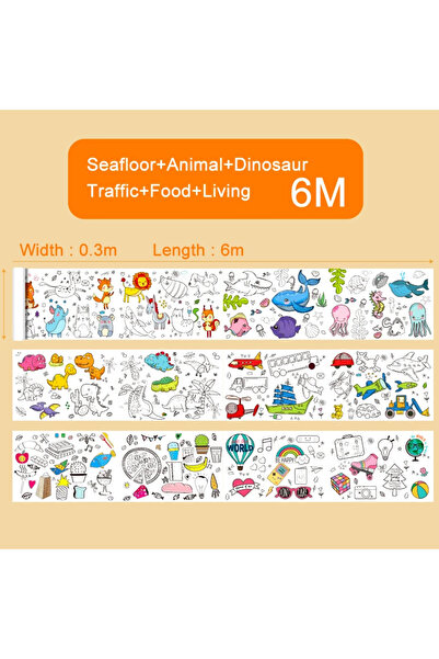 Choice لفافة رسم للأطفال 0.3 متر × 6 متر 12/6/3 متر، ورق تلوين جرافيتي يدوي الصنع