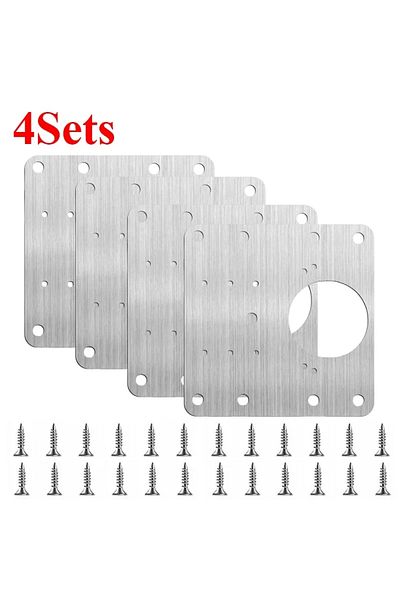 XMSJ 4 Sets 2/10sets Hinge Repair Plate Kitchen Cabinet Door Hinges Mounting Plate With Screw Flat Fixing