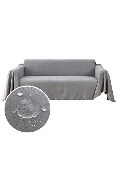 Choice بطانية أريكة مقاومة للماء رمادية اللون متعددة الأغراض، غطاء أثاث بلون موحد، قماش متين، مقاس L (180 × 230 سم)