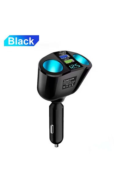 Choice CH10QC 3 Ports Car Charger PD Type C Fast Charging Car Cigarette Lighter With Digital Display Dual-p