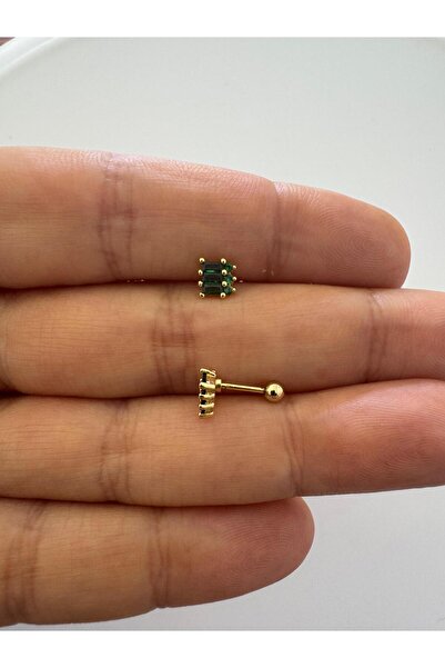 Arescollection 1 adet zirkon taşlı helix tragus lobe uyumlu piercing küpe