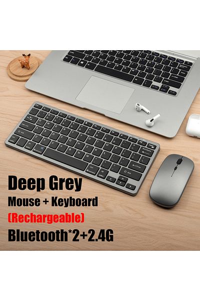 GOOJODOQ Km02 Set Grey Wireless Keyboard Bluetooth 5.0&2.4g Mini Multimedia Teclado Bluetooth For Laptop Pc T