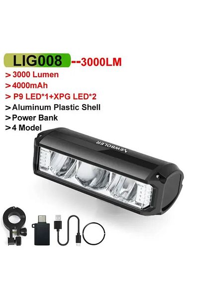 Choice 4000mah Newboler Bicycle Light Front 8000mah Bike Light Waterproof Flashlight 6000lumen Usb Charging