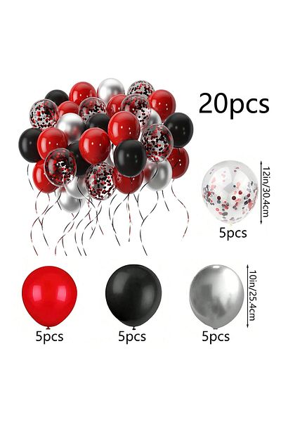 Choice Other Set 1 20/40pcs Black And Red Mixed Color Balloons 12inch Confetti Balloons, Wedding And Birthd