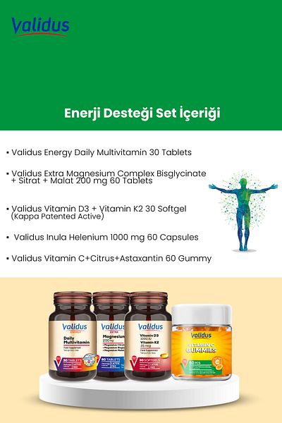 Validus Daily Energy Support - Daily Multivitamin - Magnesium- D3 - K2 - Vitamin C