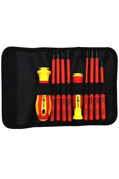 Choice Red 10Pcs Interchangeable Blade VDE Insulated Screwdriver Set with Case Magnetic 500V Home and Profe