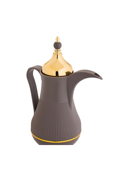 Alaska Alaska Dallah Thermos Set, 2 Pieces, Brown with Gold, 1 Liter Capacity