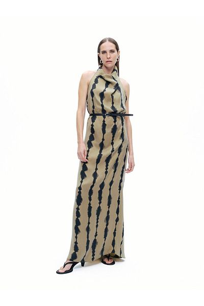 Nocturne Women's Belt Detailed Patterned Maxi Dress N25Yn2521
