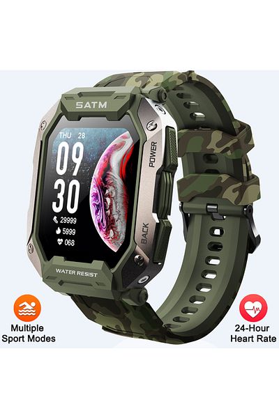 Choice Camo Green Smart Watch Men Swim Ip68 Atm Waterproof Smart Clock Outdoor Sports Fitness Tracker Healt