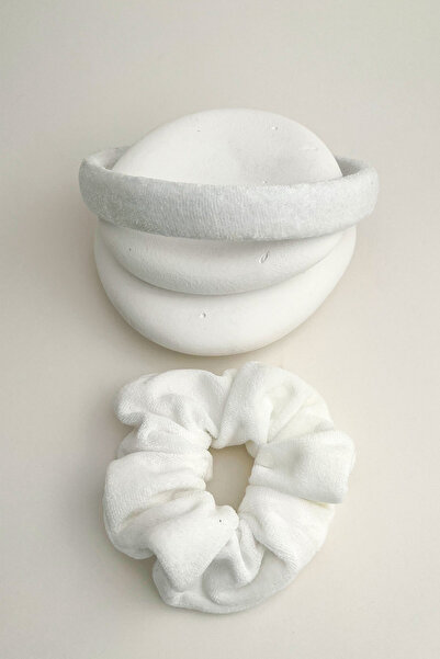 Modex Towel Fabric Plain Spa Makeup Women Crown 1Pcs Rubber Buckle Set