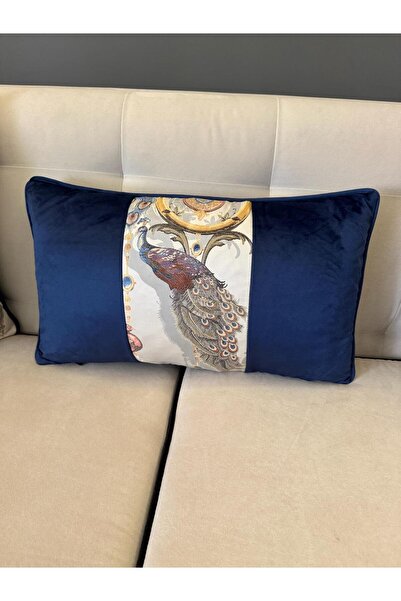 ref crea Husă de pernă cu model Păun Albastru Marin