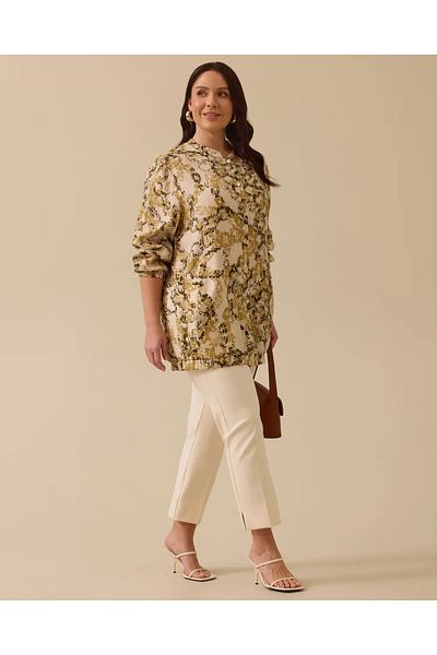 Gala-Xi Women's Plus Size Patterned Buttoned Jacket 10002511114010