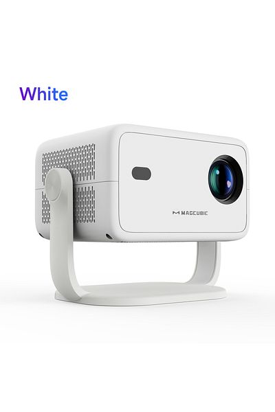 Choice جهاز عرض Magcubic L018 أبيض Au Plug 4k 650ansi أصلي 1080p بتركيز تلقائي و Keystone 360 درجة دوران Andr