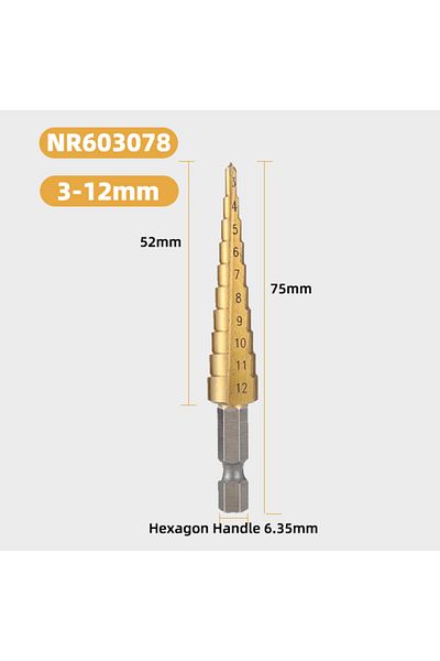 Choice 3-12 Amr 3pcs 3-12mm4-12mm 4-20mm 4-32mm Straight Groove Step Drill Bit Set Titanium Coated Wood Met
