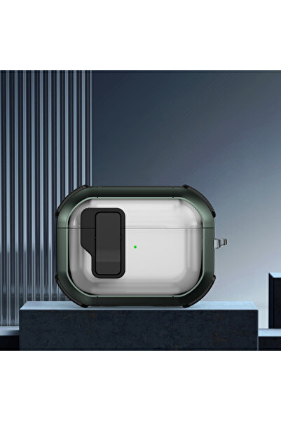 Choice غطاء شفاف بقفل أمان أخضر لأجهزة Airpods Pro 2 و3 و4 ANC مع مغناطيس K