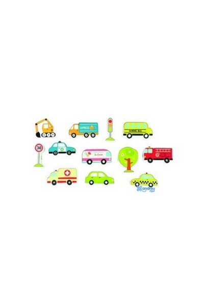 Ant Комплект играчки от 11 дървени фигурки, коли, Andreu Toys