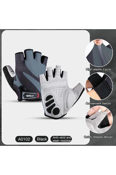 Choice L Gray Half Finger Cycling Gloves Summer Bicycle Gloves Shock-absorption Breathable Mountain Bike Mt