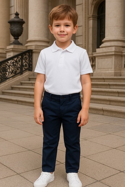 Mcrkids Λευκό σχολικό μπλουζάκι με κοντομάνικο γιακά πόλο