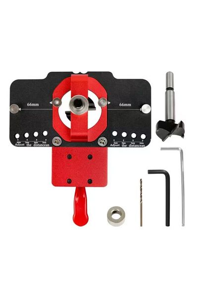 FNICEL 35mm Hinge Set Woodworking Hole Drilling Guide Locator 35mm Hinge Boring Jig With Fixture Aluminum P