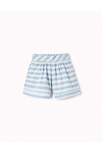 Ziddy Striped Cotton Shorts for Girls 'B&S', Blue