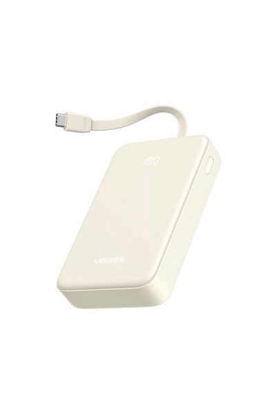 Ugreen Power Bank with Built-in Cable - 20000 mAh - White
