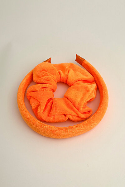 Modex Towel Fabric Plain Spa Makeup Women Crown 1Pcs Rubber Buckle Set