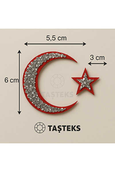 Taşteks TAŞLI Ütülenebilen veya Sticker Olarak Kullanılabilen Ay ve Yıldız Tü...