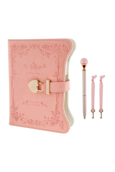Choice pink Diary with Lock and Keys 360 Pages Journal with Lock B6 Size PU Leather Locking Diary with Pen