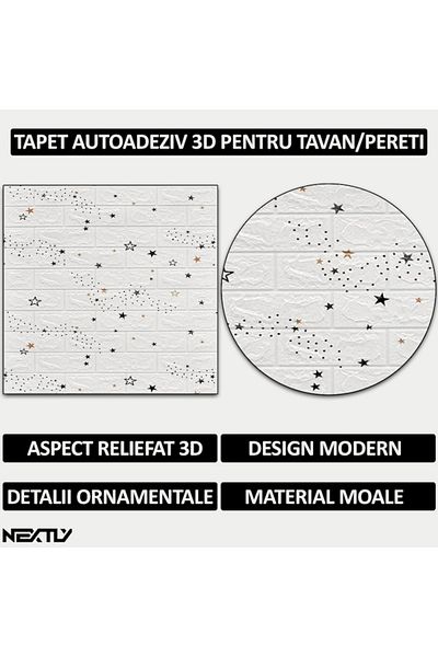 NEXTLY Set 40 X Tapet Autoadeziv 3d , Design Caramida, Pentru Perete Sau Tavan, Waterproof