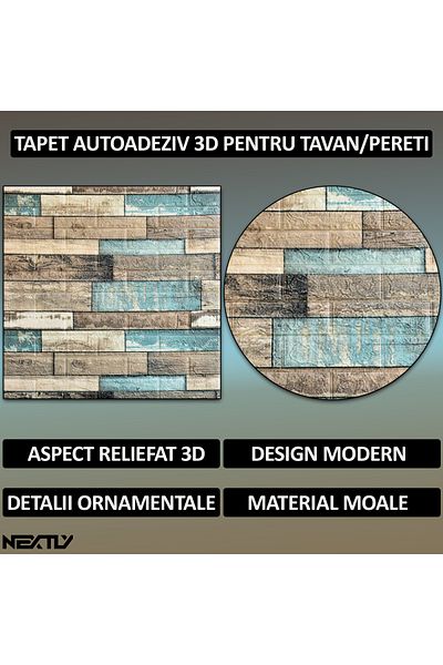 NEXTLY Set Of 100 X 3d Self-adhesive Wallpaper For Walls Or Ceilings, 53 Sq M, 70x77 Cm, Code 61